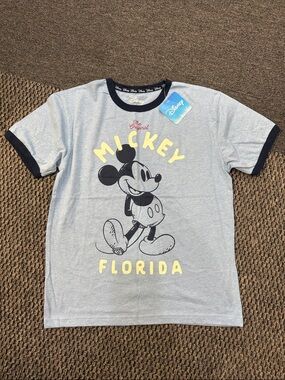 Disney Mickey Florida Ringer Tee - Light Blue & Navy